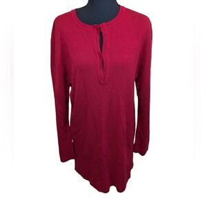 Pringle of Scotland Vintage Women Sweater Tunic Pure Wool Knit Hook & Eye Large